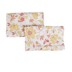 Pair of 2 The Company Store Standard Pillow Shams Cotton White Pink Peach Floral